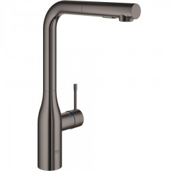 Kitchen tap Deck-mounted material: Brass with shower, color: Grey surface: Glossy Deck-mounted
