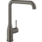 Kitchen tap Deck-mounted material: Brass, color: Grey surface: Brushed Deck-mounted