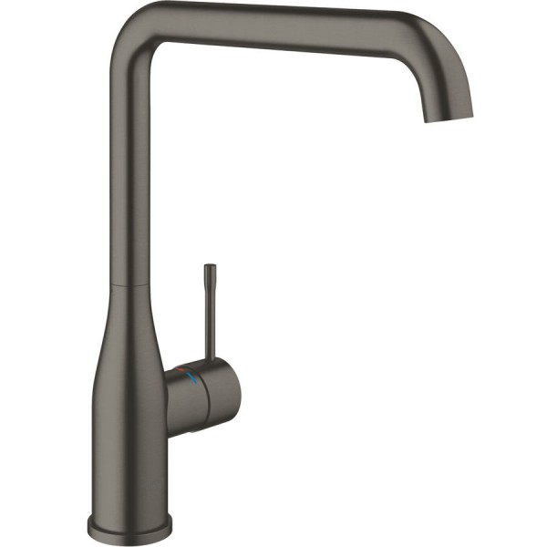 Kitchen tap Deck-mounted material: Brass, color: Grey surface: Brushed Deck-mounted