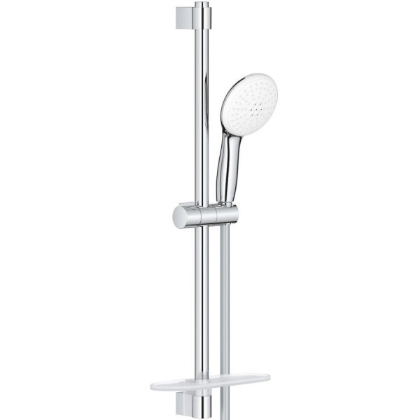 Shower slider rail 60cm material: Brass Water Saving 7,4 lt/min with hand shower, hose & soap holder, color: Chrome surface: Glossy Shower slider rails