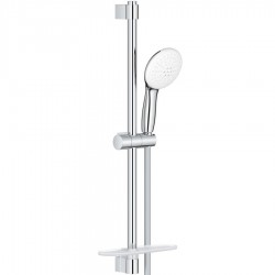 Βέργα ντους 60cm από ορείχαλκο 2 ροών, 1,75m, Water Saving 7,4 lt/min με τηλέφωνο, σπιράλ & σαπουνοθήκη, χρώμα: Χρωμέ επιφάνεια: Γυαλιστερή