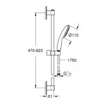 Shower slider rail 60cm material: Brass with hand shower & hose, color: Chrome surface: Glossy Shower slider rails
