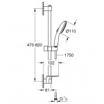 Βέργα ντους 60cm από ορείχαλκο 2 ροών, 1,75m, 13,5 lt/min με τηλέφωνο, σπιράλ & σαπουνοθήκη, χρώμα: Χρωμέ επιφάνεια: Γυαλιστερή Βέργες ντους