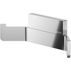 Hook double Flat wall mounted material: Brass, color: Chrome surface: Glossy Hooks