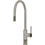 Μπαταρία κουζίνας επικαθήμενη από ορείχαλκο με ντους 2 λειτουργιών, Inox Finish, χρώμα: Χρωμέ επιφάνεια: Βουρτσισμένη Επικαθήμενες