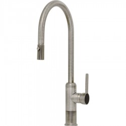 Kitchen tap Deck-mounted material: Brass with shower, color: Chrome surface: Brushed Deck-mounted