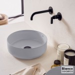 Washbasin Free standing 36x36x12 material: Porcelain Without hole Without overflow, color: Grey surface: Matt Free standing Washbasin Free standing 36x36x12 material: Porcelain Without hole Without overflow, color: Grey surface: Matt Free standing