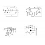 Σετ Λεκάνη επίτοιχη (κρεμαστή) υψηλής πίεσης + Κάλυμμα soft closing Rimless Sandwich slim κρυφή στήριξη Air Glossy 50,5cm επιφάνεια: Γυαλιστερή, χρώμα: Μπλε Επίτοιχες ΥΠ