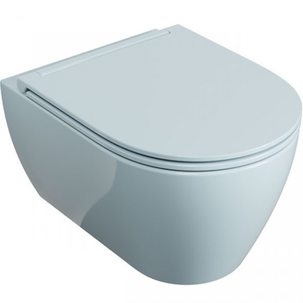 Σετ Λεκάνη επίτοιχη (κρεμαστή) υψηλής πίεσης + Κάλυμμα soft closing Rimless Sandwich slim κρυφή στήριξη Air Glossy 50,5cm επιφάνεια: Γυαλιστερή, χρώμα: Μπλε Επίτοιχες ΥΠ