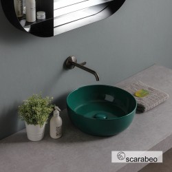 Νιπτήρας ελευθέρας τοποθέτησης 39x39x14 από πορσελάνη χωρίς οπή  χωρίς υπερχείλιση Musk Glossy, χρώμα: Πράσινο επιφάνεια: Γυαλιστερή Ελευθέρας τοποθέτησης