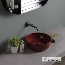 Νιπτήρας ελευθέρας τοποθέτησης 39x39x14 από πορσελάνη χωρίς οπή  χωρίς υπερχείλιση Cherry Glossy, χρώμα: Κεραμιδί επιφάνεια: Γυαλιστερή Ελευθέρας τοποθέτησης