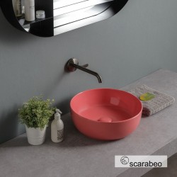 Washbasin Free standing 39x39x14 material: Porcelain Without hole Without overflow, color: Pink surface: Glossy Free standing