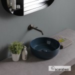 Νιπτήρας ελευθέρας τοποθέτησης 39x39x14 από πορσελάνη χωρίς οπή  χωρίς υπερχείλιση Ocean Glossy, χρώμα: Μπλε επιφάνεια: Γυαλιστερή Ελευθέρας τοποθέτησης