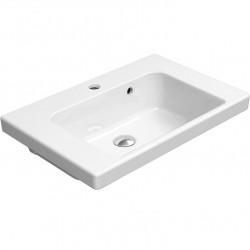 Washbasin Wall-mounted 60x40 With 1 bowl With hole in the middle With overflow material: Porcelain, color: White surface: Glossy Wall-mounted