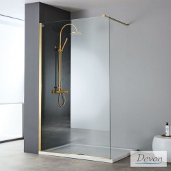 Shower enclosure Linear 80x220 6mm fixed surface: Brushed, color: Gold Linear