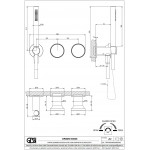 Shower tap Wall-mounted external part 2 way 3 holes material: Brass mixer with hand shower, hose and holder Brass Brushed Pvd, color: Gold surface: Brushed Wall-mounted - external part
