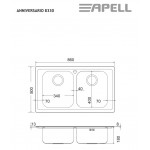Νεροχύτης ανοξείδωτος 86x50 από inox επιφάνεια: Λεία ματ χωρίς πάγκο ένθετος 2 γούρνες, χρώμα: Χρωμέ Ανοξείδωτοι