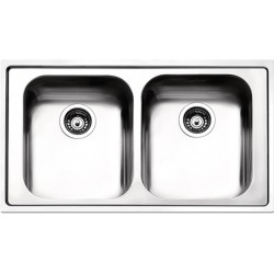 Νεροχύτης ανοξείδωτος 86x50 από inox επιφάνεια: Λεία ματ χωρίς πάγκο ένθετος 2 γούρνες, χρώμα: Χρωμέ Ανοξείδωτοι