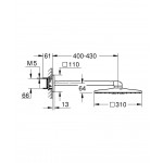 Κεφαλή ντους επίτοιχος τύπος 31x31 από ορείχαλκο 1 ροής 310, & βραχίονας 40-43cm, supersteel, χρώμα: Χρωμέ επιφάνεια: Βουρτσισμένη Κεφαλές ντους
