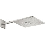 Κεφαλή ντους επίτοιχος τύπος 31x31 από ορείχαλκο 1 ροής 310, & βραχίονας 40-43cm, supersteel, χρώμα: Χρωμέ επιφάνεια: Βουρτσισμένη Κεφαλές ντους