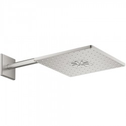 Κεφαλή ντους επίτοιχος τύπος 31x31 από ορείχαλκο 1 ροής 310, & βραχίονας 40-43cm, supersteel, χρώμα: Χρωμέ επιφάνεια: Βουρτσισμένη Κεφαλές ντους