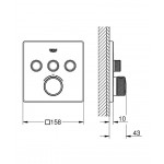 Shower tap Wall-mounted external part 3 way material: Brass thermostatic With plate with separate exits without hand shower, hose and holder, color: Chrome surface: Brushed Wall-mounted - external part