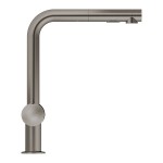 Kitchen tap Deck-mounted material: Brass with shower, color: Grey surface: Brushed Deck-mounted
