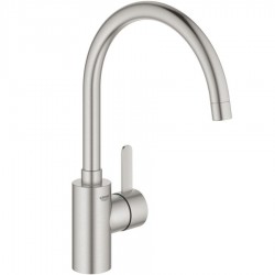 Μπαταρία κουζίνας επικαθήμενη από ορείχαλκο C-spout, supersteel, χρώμα: Χρωμέ επιφάνεια: Βουρτσισμένη Επικαθήμενες