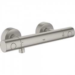 Shower tap Wall-mounted exposed material: Brass thermostatic without hand shower, hose and holder, color: Chrome surface: Brushed Wall-mouned exposed