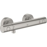 Shower tap Wall-mounted exposed material: Brass thermostatic without hand shower, hose and holder, color: Chrome surface: Brushed Wall-mouned exposed Shower tap Wall-mounted exposed material: Brass thermostatic without hand shower, hose and holder, color: Chrome surface: Brushed Wall-mouned exposed