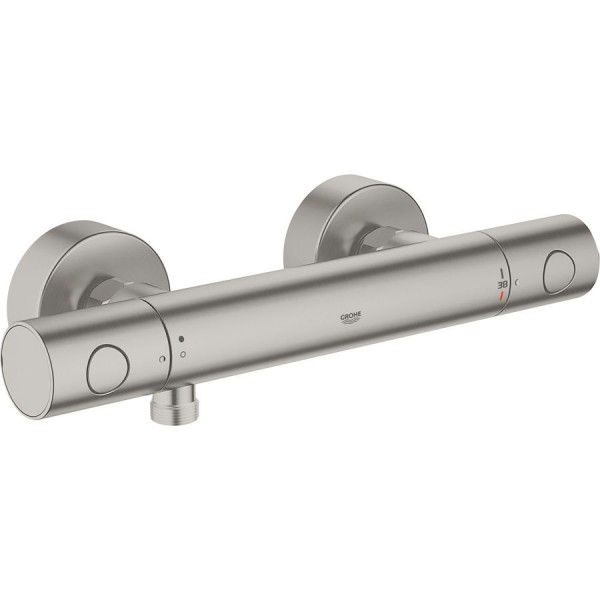 Shower tap Wall-mounted exposed material: Brass thermostatic without hand shower, hose and holder, color: Chrome surface: Brushed Wall-mouned exposed Shower tap Wall-mounted exposed material: Brass thermostatic without hand shower, hose and holder, color: Chrome surface: Brushed Wall-mouned exposed