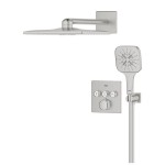 Shower tap and overhead shower Wall-mounted concealed - complete set 3 way material: Brass thermostatic, color: Chrome surface: Brushed Wall-mounted with overhead shower Shower tap and overhead shower Wall-mounted concealed - complete set 3 way material: Brass thermostatic, color: Chrome surface: Brushed Wall-mounted with overhead shower