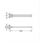 Towel 44cm Folding double material: Brass, color: Gold surface: Brushed Towel rails