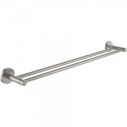 Towel 60cm Fixed double material: Brass, color: Chrome surface: Brushed Towel rails