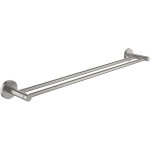 Towel 60cm Fixed double material: Brass, color: Chrome surface: Brushed Towel rails