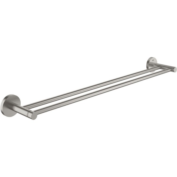 Towel 60cm Fixed double material: Brass, color: Chrome surface: Brushed Towel rails