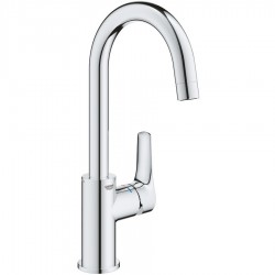Wash basin tap Deck-mounted L size material: Brass mixer With push-open waste set, color: Chrome surface: Glossy Deck-mounted
