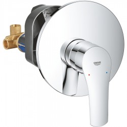 Shower tap Wall-mounted concealed - complete set 1 way material: Brass mixer With plate without hand shower, hose and holder NEW, color: Chrome surface: Glossy Wall-mounted - external part