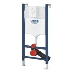 Καζανάκι εντοιχιζόμενο κρεμαστής λεκάνης για τοίχο γυψοσανίδας με πλαίσιο με πλακέτα Skate Air Λευκή & Σετ ηχομόνωσης, Υ113cm, πάχος 120mm Εντοιχιζόμενα για επίτοιχη λεκάνη