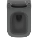 Wall-mounted toilet & toilet seat soft closing, style: Wrapover hidden fixation Rimless Glossy Grey 54x35,5 surface: Glossy, color: Grey Wall-mounted