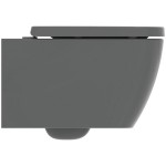 Wall-mounted toilet & toilet seat soft closing, style: Wrapover hidden fixation Rimless Glossy Grey 54x35,5 surface: Glossy, color: Grey Wall-mounted