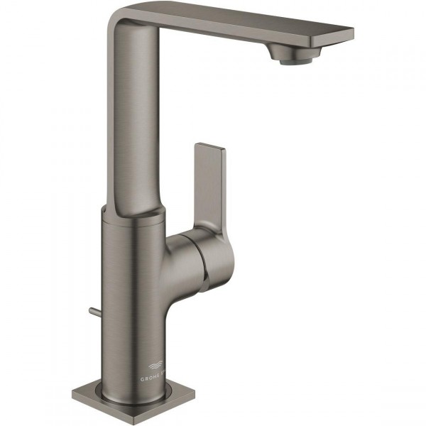 Wash basin tap Deck-mounted L size material: Brass mixer With pop-up waste set, color: Grey surface: Brushed Deck-mounted