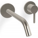 Wash basin tap Wall-mounted - external part 2 holes mixer With push-open waste set, color: Chrome material: Brass surface: Brushed Wall-mounted - external part