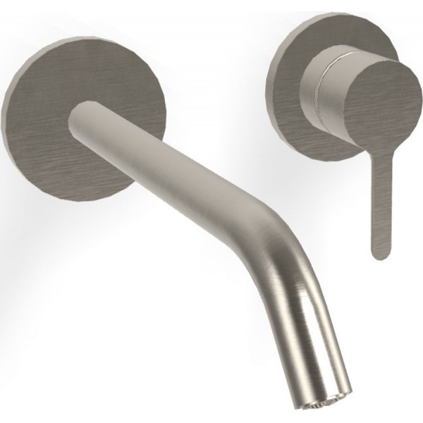 Wash basin tap Wall-mounted - external part 2 holes mixer With push-open waste set, color: Chrome material: Brass surface: Brushed Wall-mounted - external part