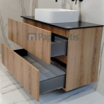 Βάση επίπλου χωρίς νιπτήρα 99x45x60 από ξύλο συνθετικό solid surface Onyx Black χρώμα 327 επίτοιχου τύπου, χρώμα: Ξύλο Δρυς Βάσεις επίπλου χωρίς νιπτήρα