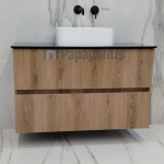 Βάση επίπλου χωρίς νιπτήρα 99x45x60 από ξύλο συνθετικό solid surface Onyx Black χρώμα 327 επίτοιχου τύπου, χρώμα: Ξύλο Δρυς Βάσεις επίπλου χωρίς νιπτήρα