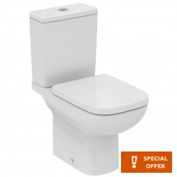 Floor standing close-coupled toilet & flushing cistern & toilet seat, style: Wrapover horizontal outlet p Rimless Simple 66,5x36 surface: Glossy, color: White