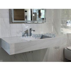 Πάγκος μπάνιου με νιπτήρα 100x50x17 από γρανίτη gres porcell.smaltato επιφάνεια: Ματ με 1 νιπτήρα με 1 οπή, χρώμα: Λευκό/Γκρι Νιπτηροπάγκοι