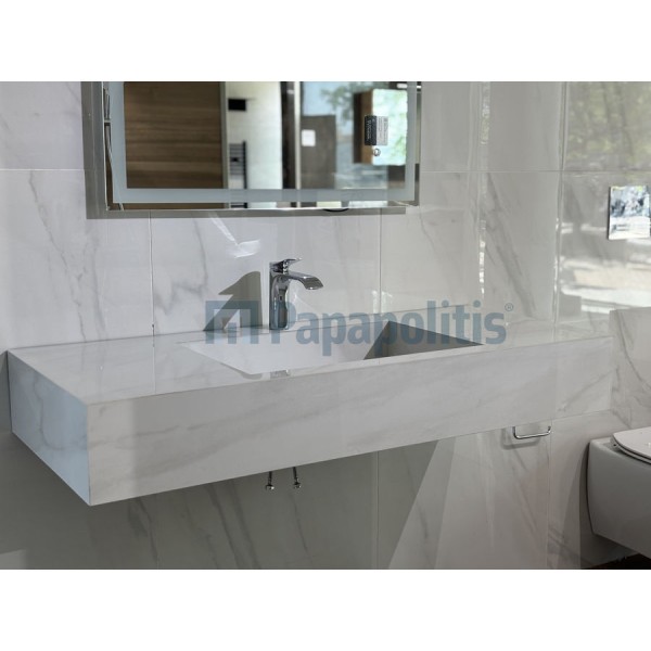 Πάγκος μπάνιου με νιπτήρα 100x50x17 από γρανίτη gres porcell.smaltato επιφάνεια: Ματ με 1 νιπτήρα με 1 οπή, χρώμα: Λευκό/Γκρι Νιπτηροπάγκοι Πάγκος μπάνιου με νιπτήρα 100x50x17 από γρανίτη gres porcell.smaltato επιφάνεια: Ματ με 1 νιπτήρα με 1 οπή, χρώμα: Λευκό/Γκρι Νιπτηροπάγκοι