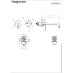 Wash basin tap Wall-mounted - external part 2 holes mixer With push-open waste set, color: Chrome material: Brass surface: Brushed Wall-mounted - external part